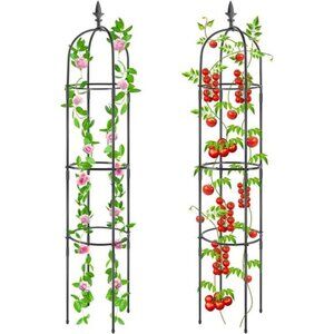 2 Pack Garden Trellis for Climbing Plants Outdoor, Rustproof Plastic Coated
